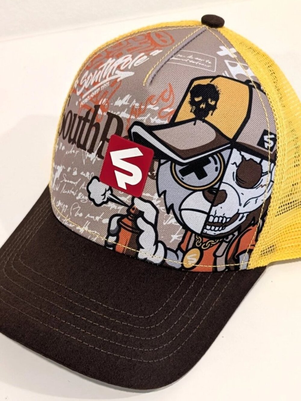 Southpole Authentic Bear Trucker Hat | Y2K Graffiti Mesh Snapback NWT